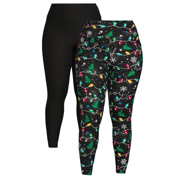 Women's Plus Size Holiday Print Legging-2 pack - Picture 1 of 5
